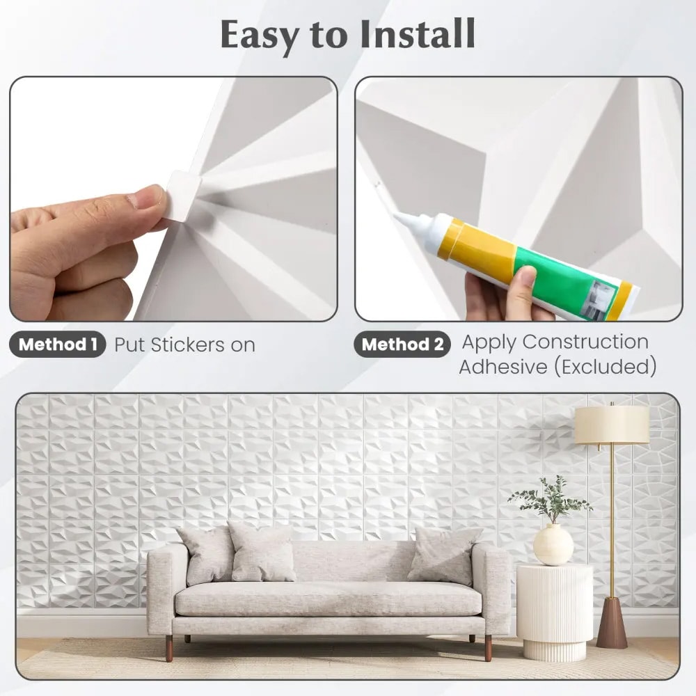 3D väggpaneler i diamantdesign – 50-pack, 4,5 m²