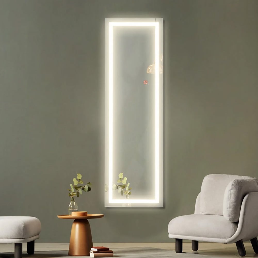 Väggspegel helkropp 37x120 cm med LED-belysning