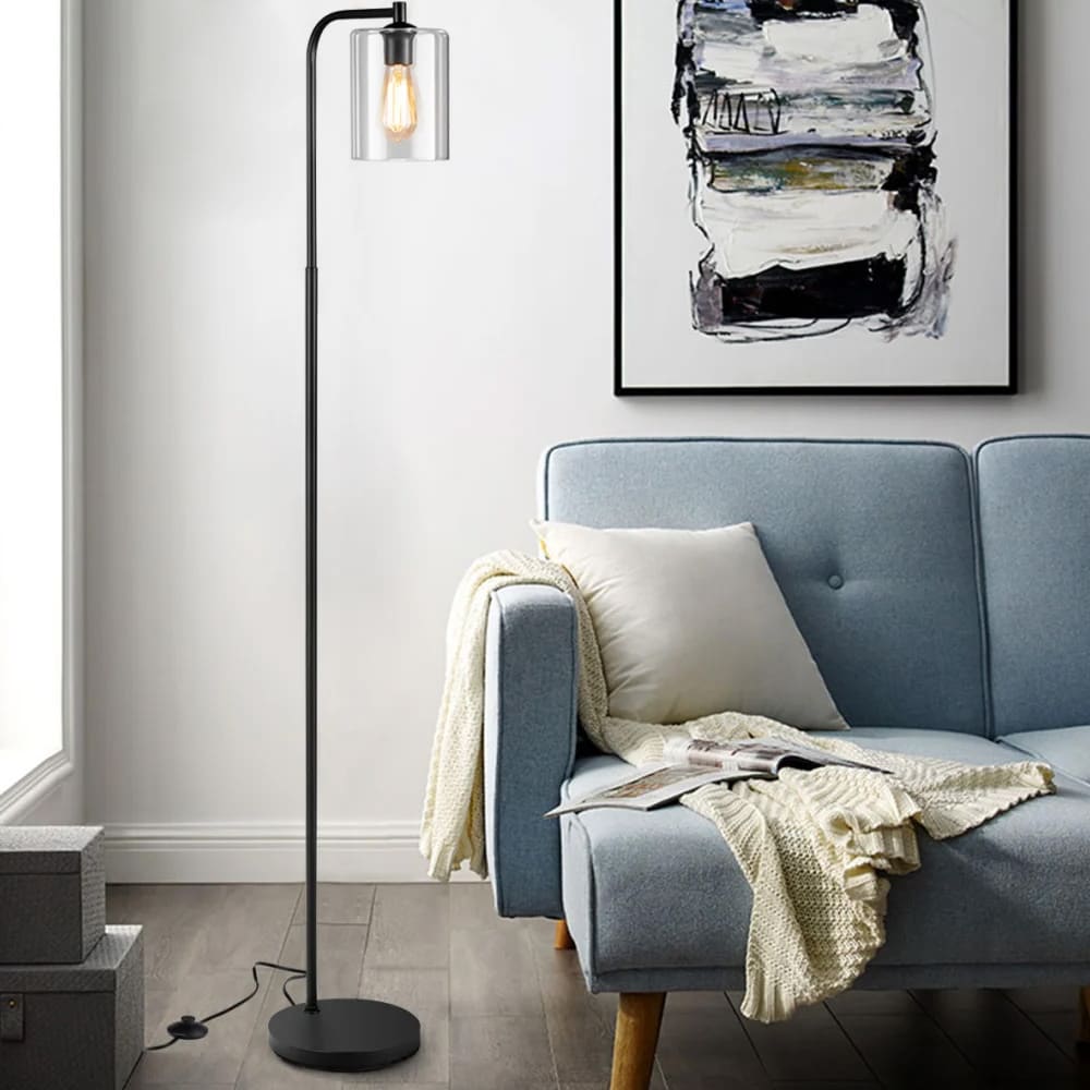 Modern golvlampa med fotströmbrytare 168 cm – Svart