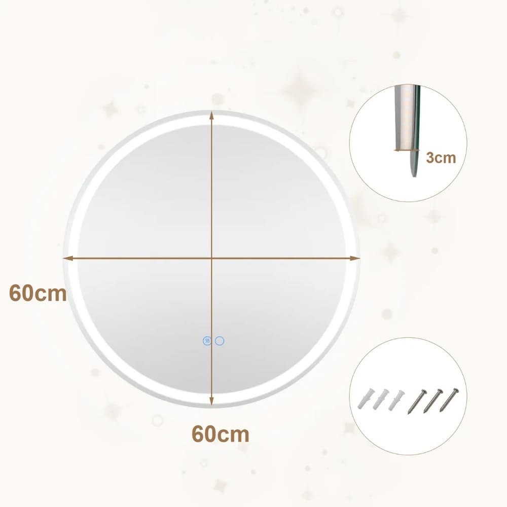 Imfri LED-badrumsspegel 60 cm med justerbar belysning