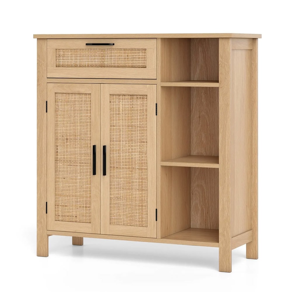 Skänk / sideboard / förvaringsskåp i natur / skåp med låda och öppna hyllor