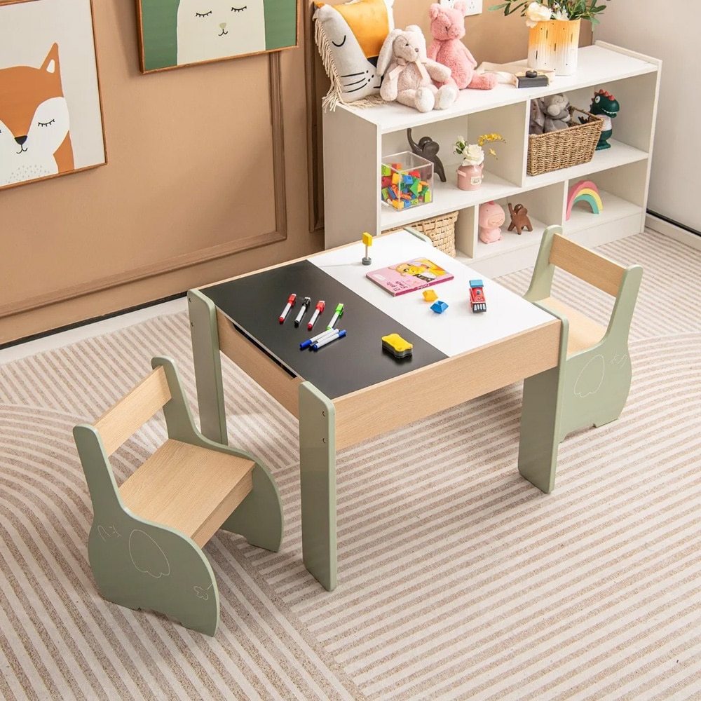 4-i-1 Aktivitetsbord med förvaring och stolar –  för barn 3–6 år