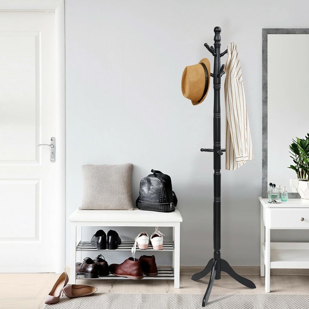 Fristående klädhängare i trä - Svart