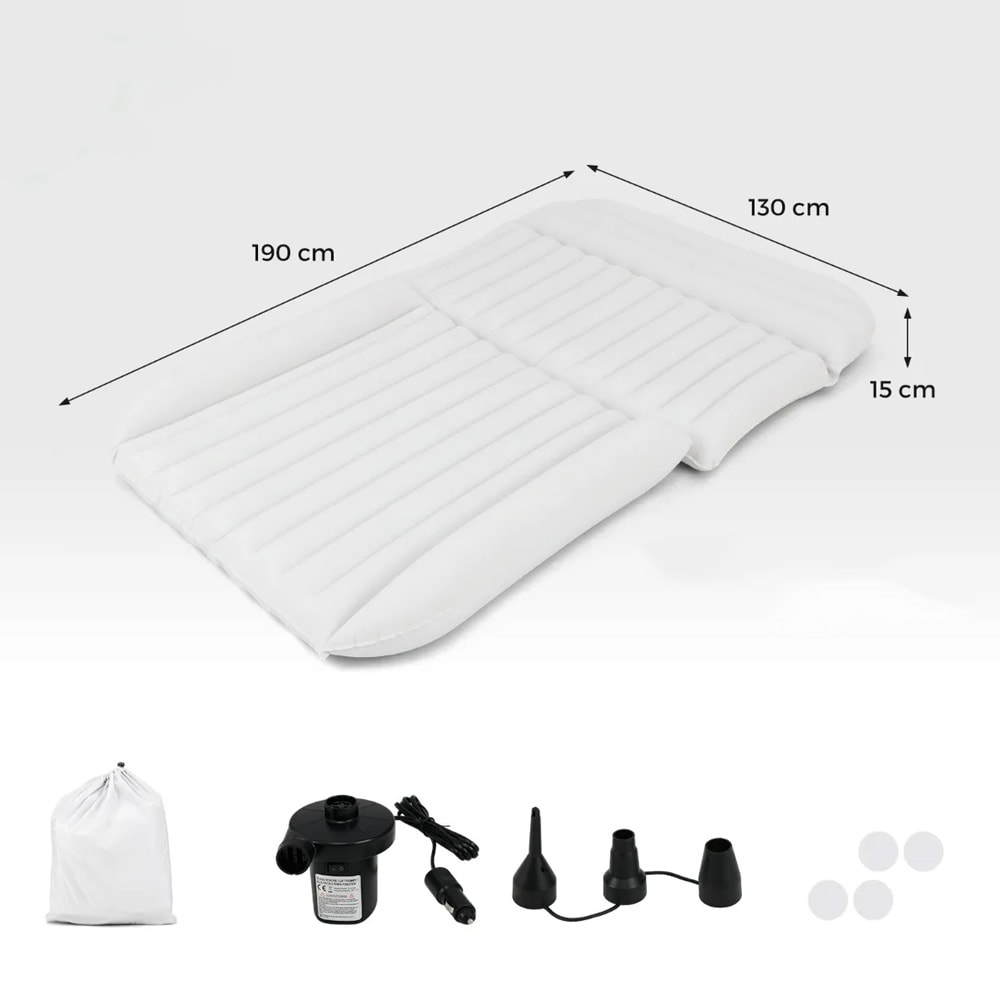 Uppblåsbar bilmadrass 190x130cm / luftmadrass för bil och camping / madrass till baksäte / resesäng med pump