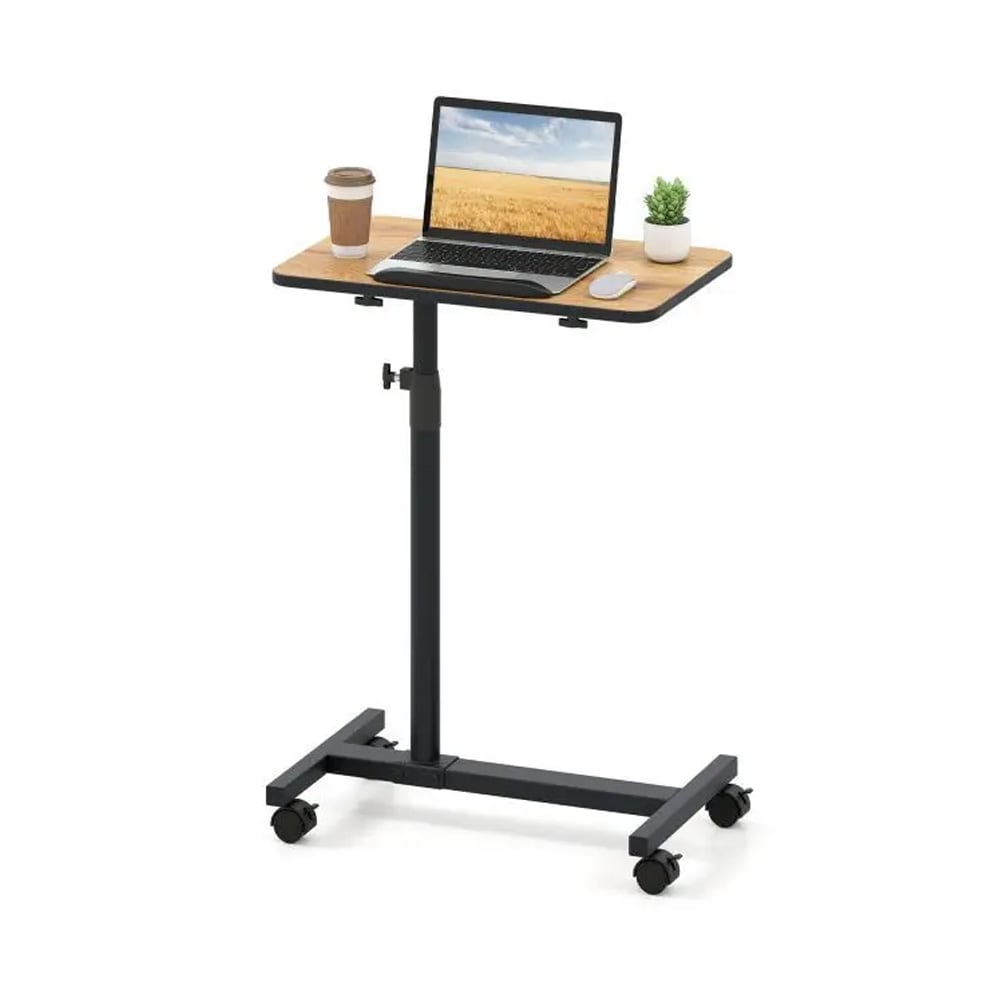 Laptopbord med hjul och höj- och sänkbar bordskiva - Svart/trä