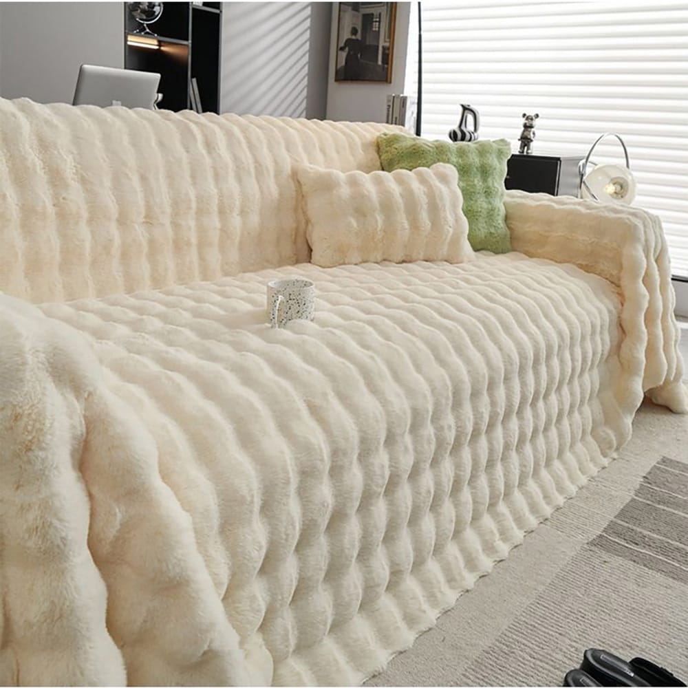 Mjukt och fluffigt sofföverdrag 180x300cm - Off White