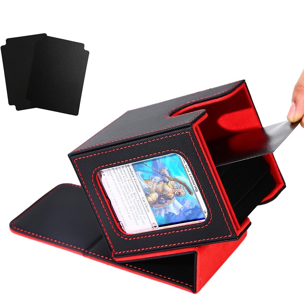 Låda med Fönster för minst 100 MTG-kort - Svart/Röd