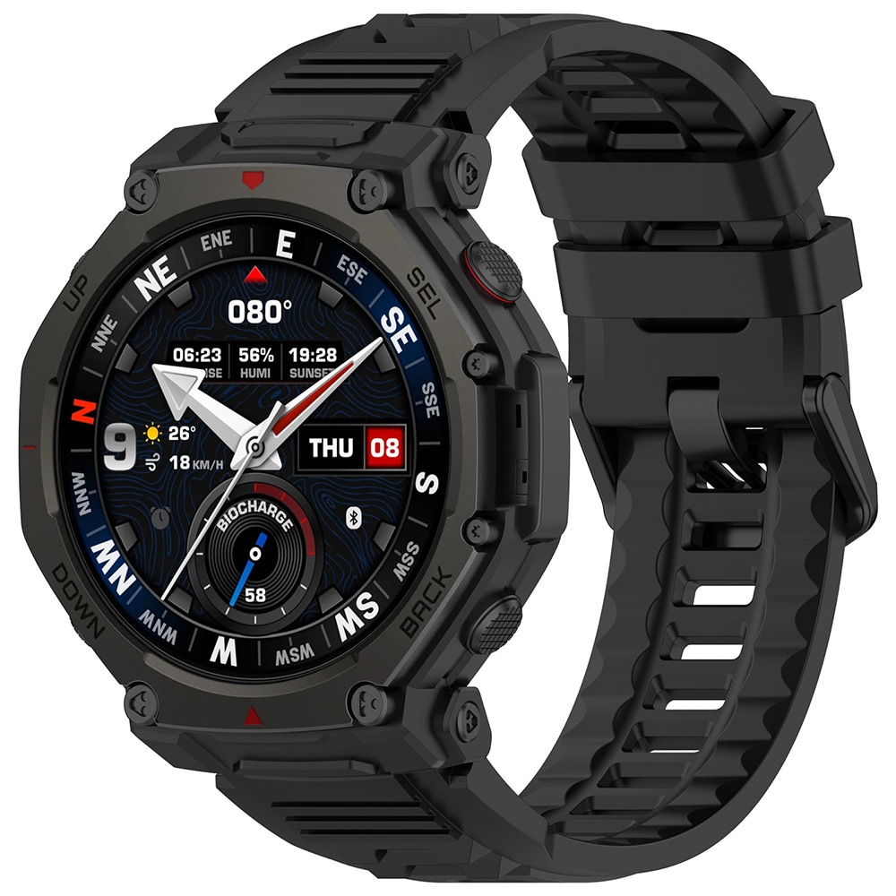 Silikonarmband till Amazfit T-Rex 3 Pro 48mm - Svart