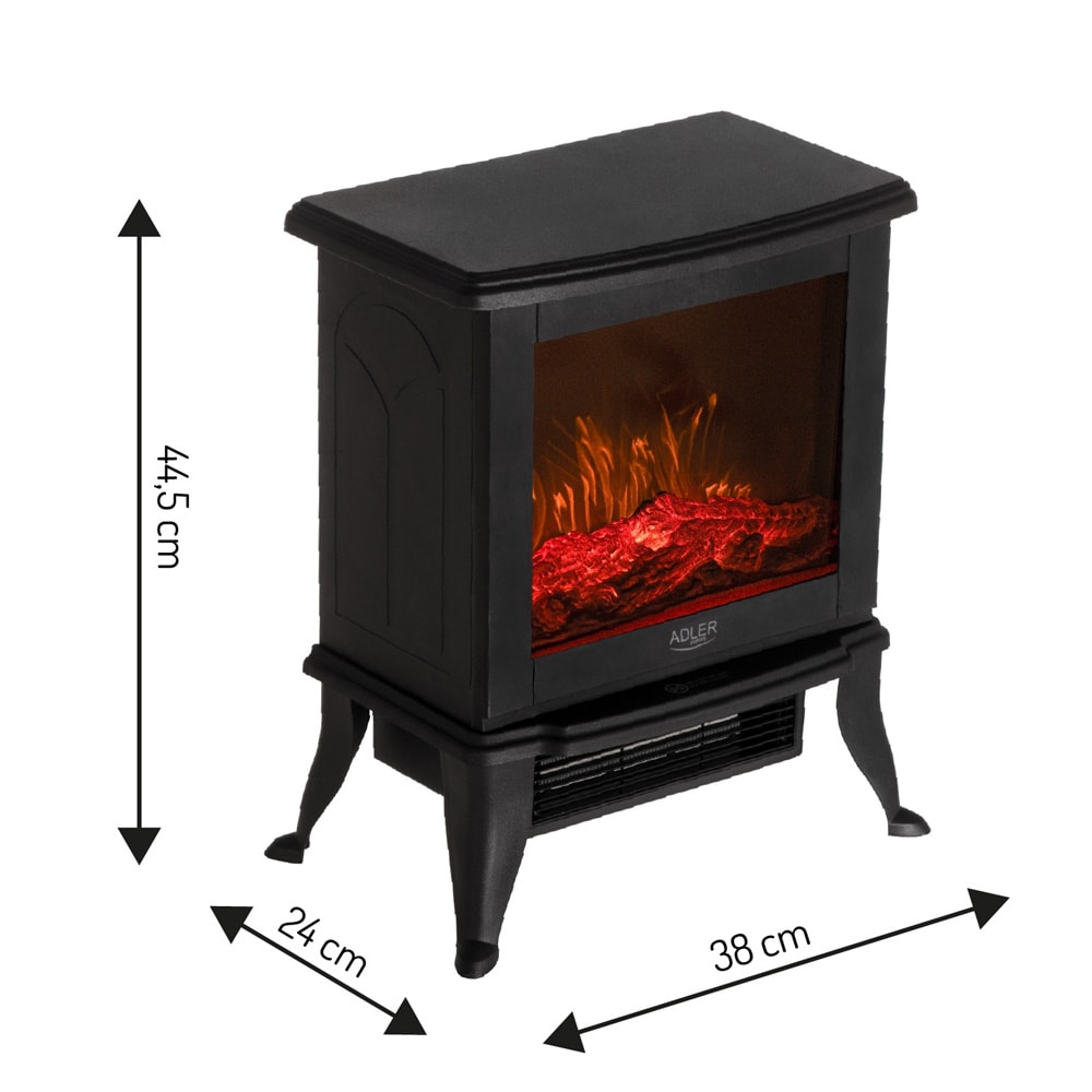 Elektrisk kamin med 3D-flameffekt och två värmelägen 1000/1800 W