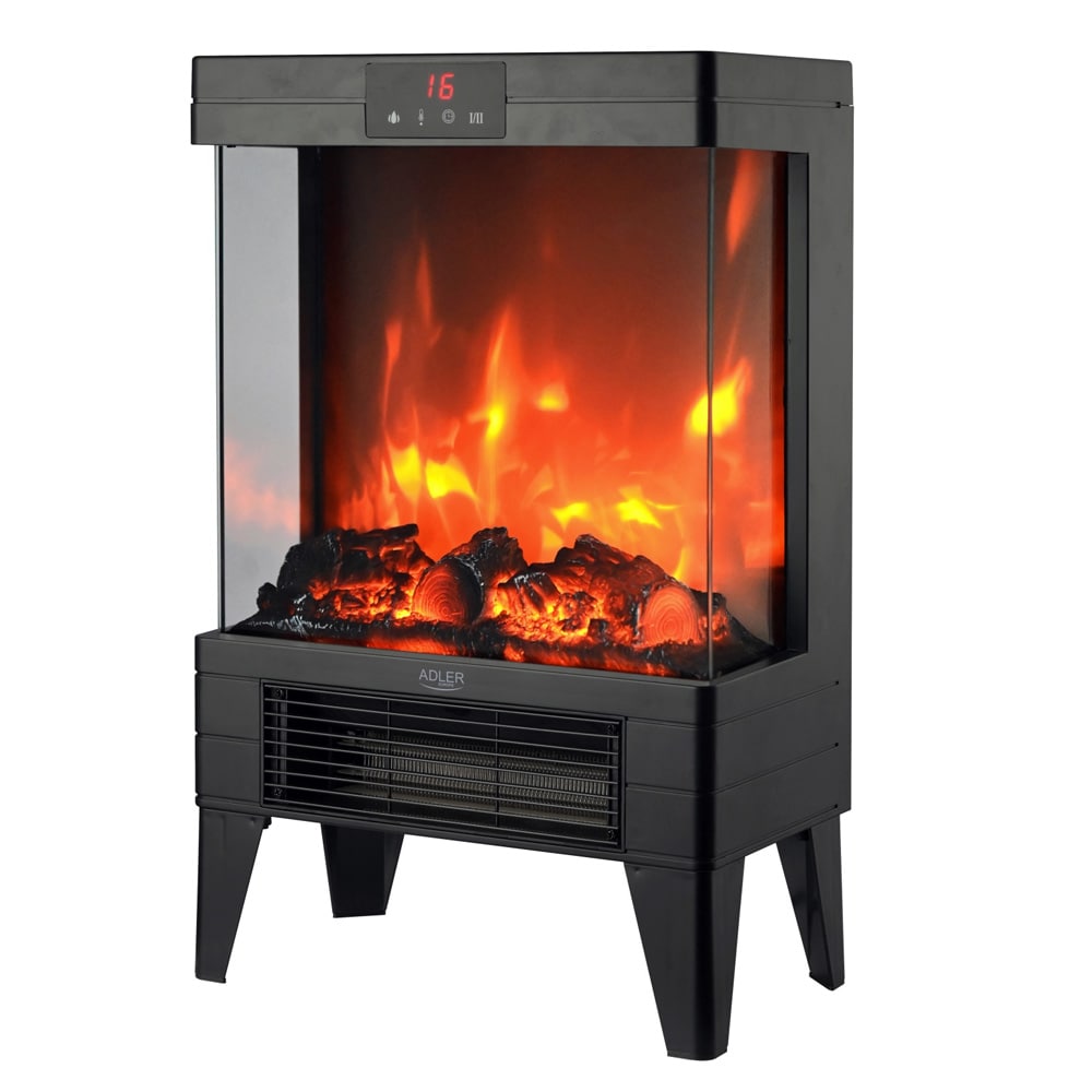 Elektrisk kamin med 3D-flameffekt / värmekamin / eldstad med två värmelägen 1000/2000 W