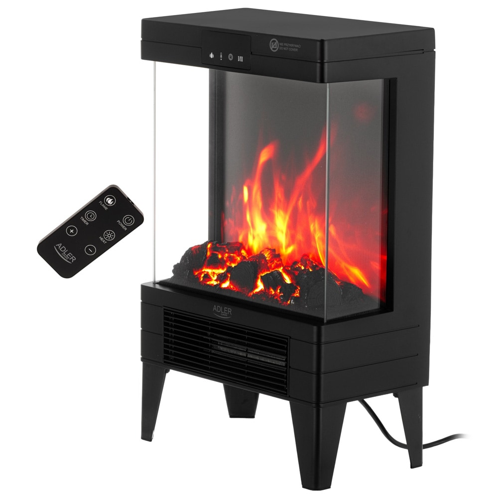 Elektrisk kamin med 3D-flameffekt / värmekamin / eldstad med två värmelägen 1000/2000 W