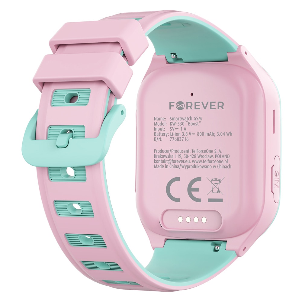 Forever Smartwatch Kids Boost GPS WiFi 4G KW-530 / rosa smartklocka för barn / barnklocka