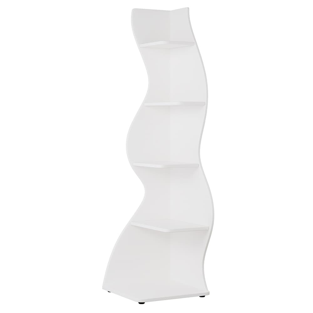 Vit hörnbokhylla / hörnhylla / bokhylla med 5 justerbara hyllor i modern design