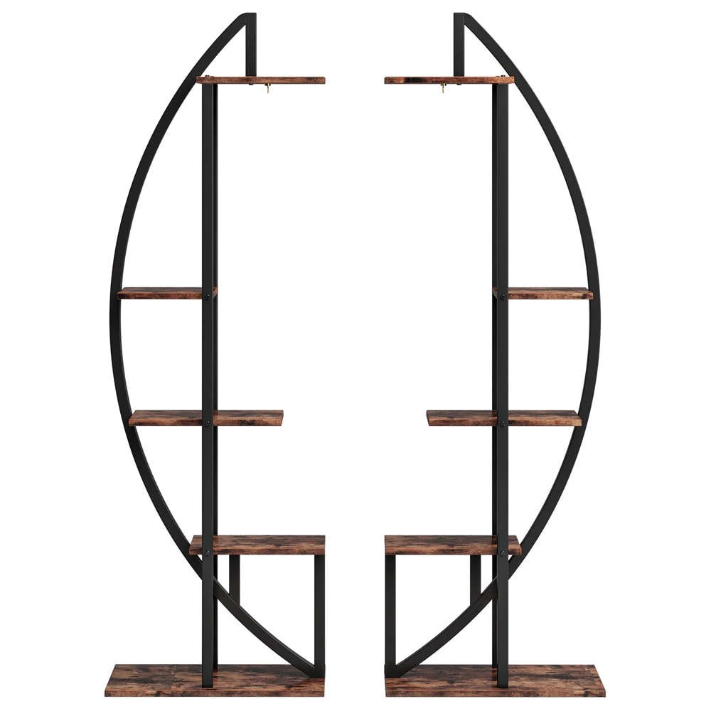 Blomhylla 160cm / växtställ / hylla i 2 delar med flera hyllplan - svart/rustik brun