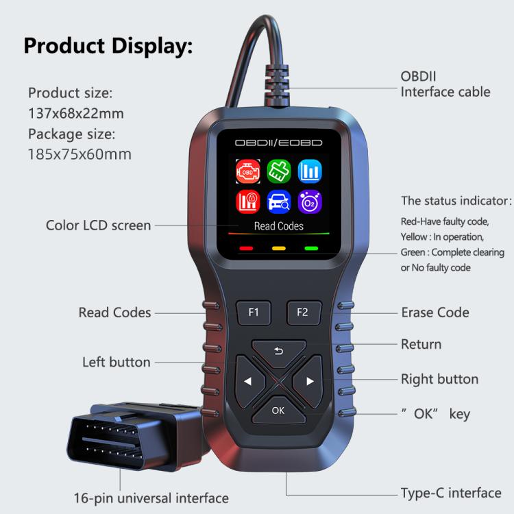 K1 OBD2 -auton diagnostiikkatyökalu