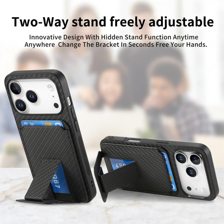Mobilcover med pung og stativ til iPhone 17 Pro Max – Sort