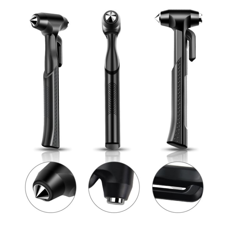 Nödhammare för bil med glasbrytare och bälteskniv - Röd