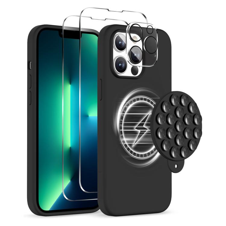 Skal med Magsafe och sugpropp + Skärm- och linsskydd till iPhone 13 Pro Max - Svart