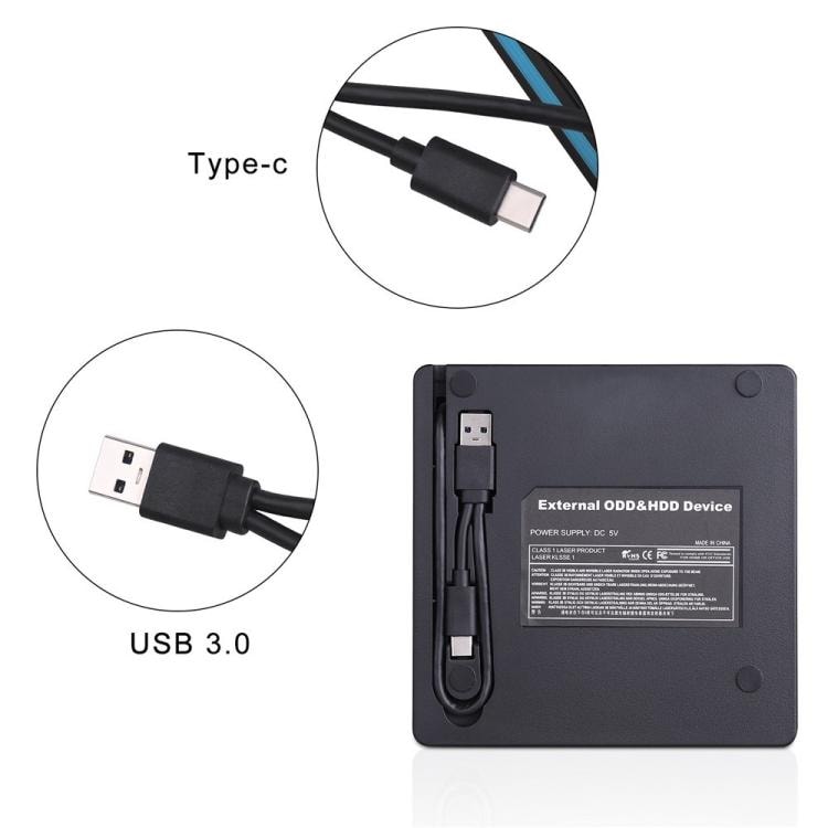 Extern DVD/CD-brännare med USB 3.0 och USB-C
