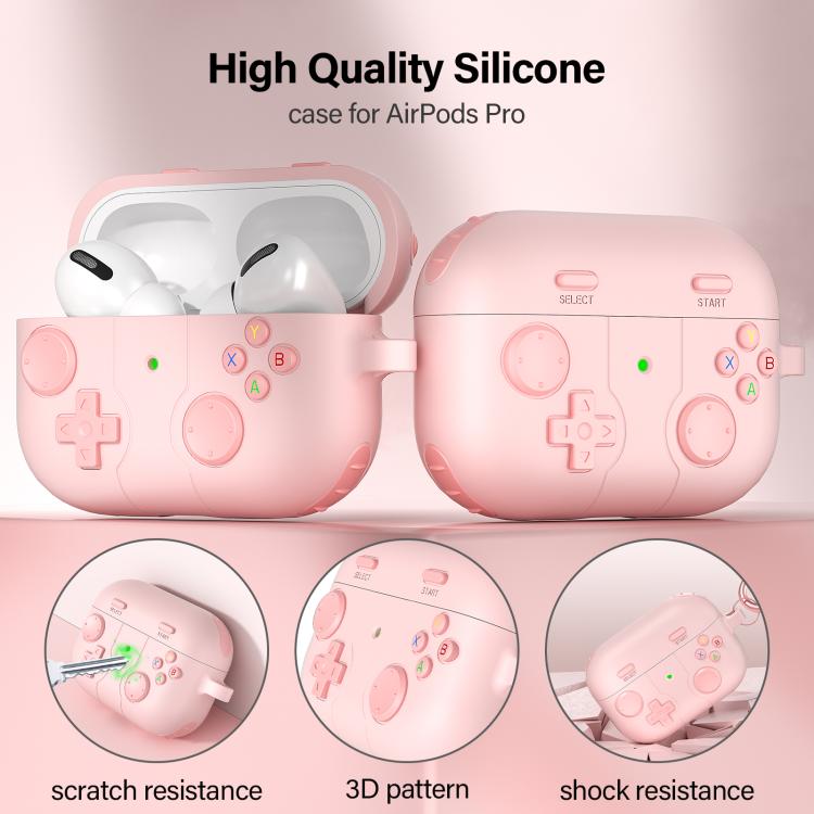 Silikonfodral i spelkontroll-design till AirPods Pro 2  – Rosa