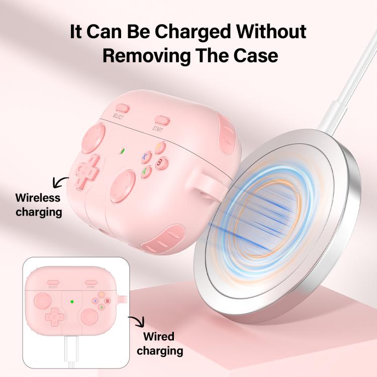 Silikonfodral i spelkontroll-design till AirPods Pro – Rosa