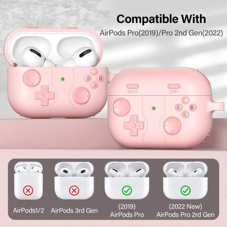 Silikonfodral i spelkontroll-design till AirPods Pro – Rosa