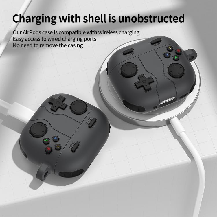 Silikonfodral i spelkontroll-design till AirPods 4 - Grå