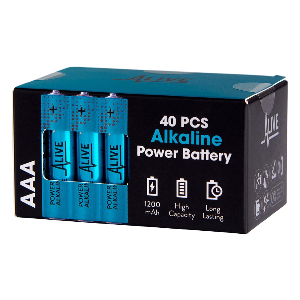 40- pack Alkaliska AAA-batterier