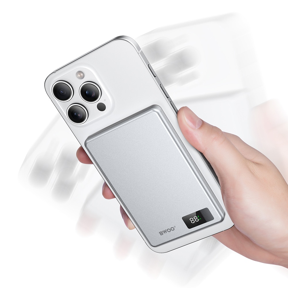 BWOO powerbank 10 000 mAh med trådlös laddning och PD 20 W