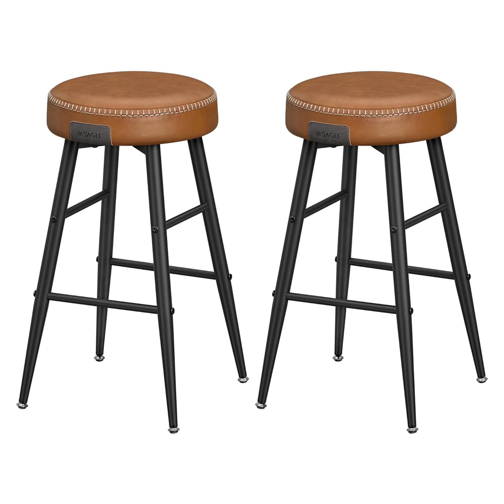 Barpallar med konstlädersits 2-pack Brun/Svart