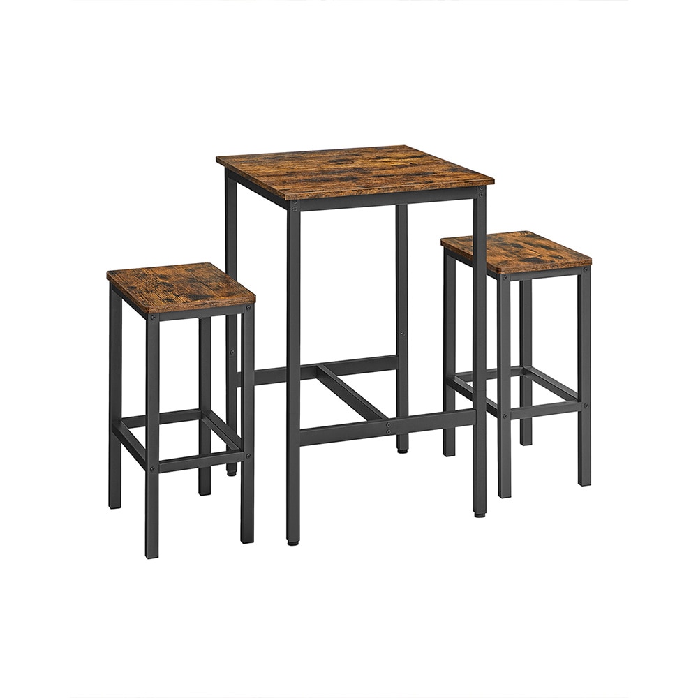 Barbord med två pallar i industriell design - Brun/svart