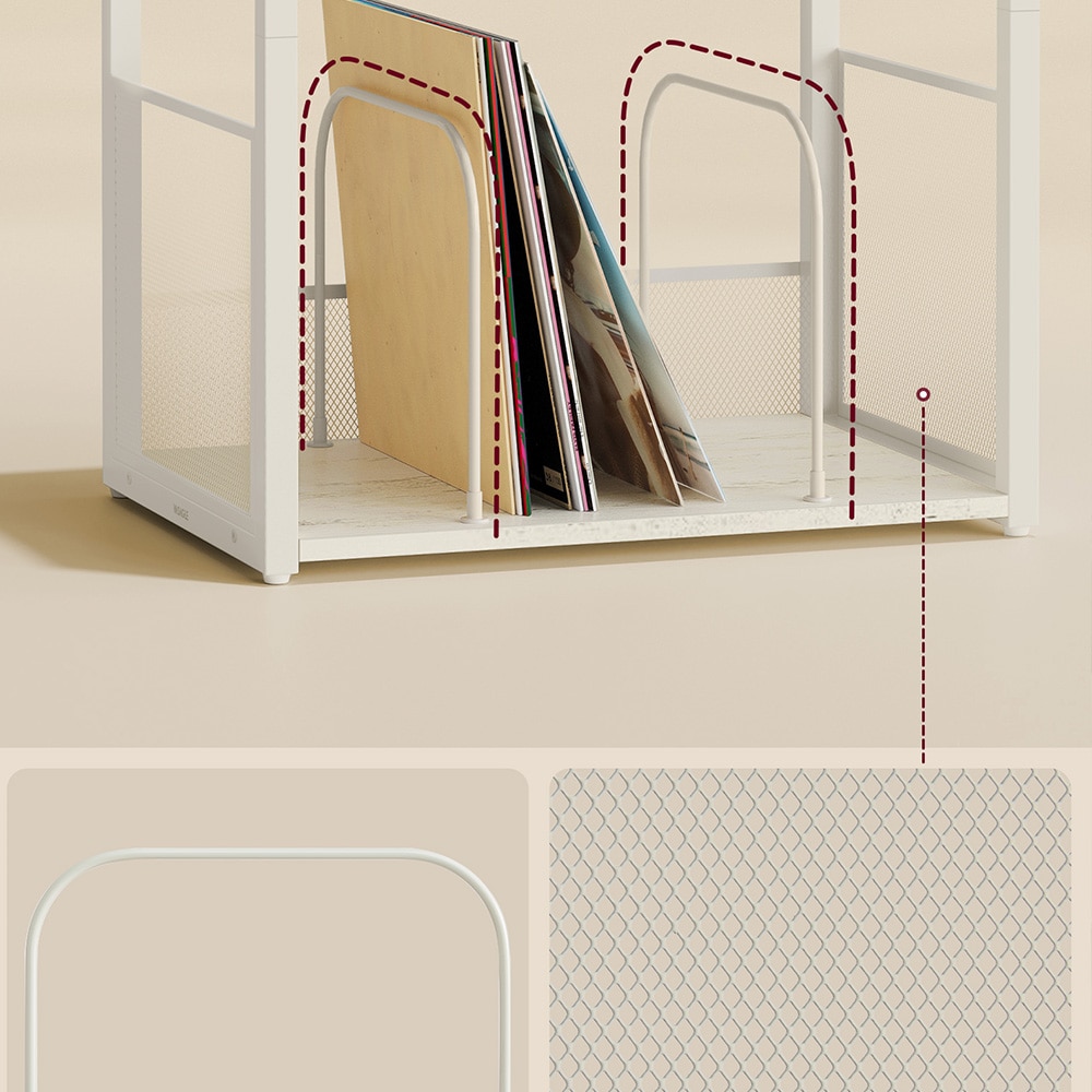 Stereobänk med vinylfack 43 x 30 x 69 cm i vit design