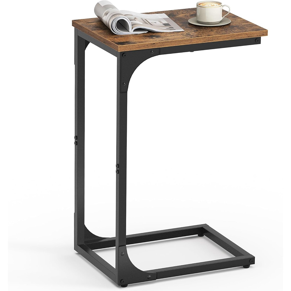 Sidobord 30 x 40 x 62 cm med metallram i C-form - Brun/Svart