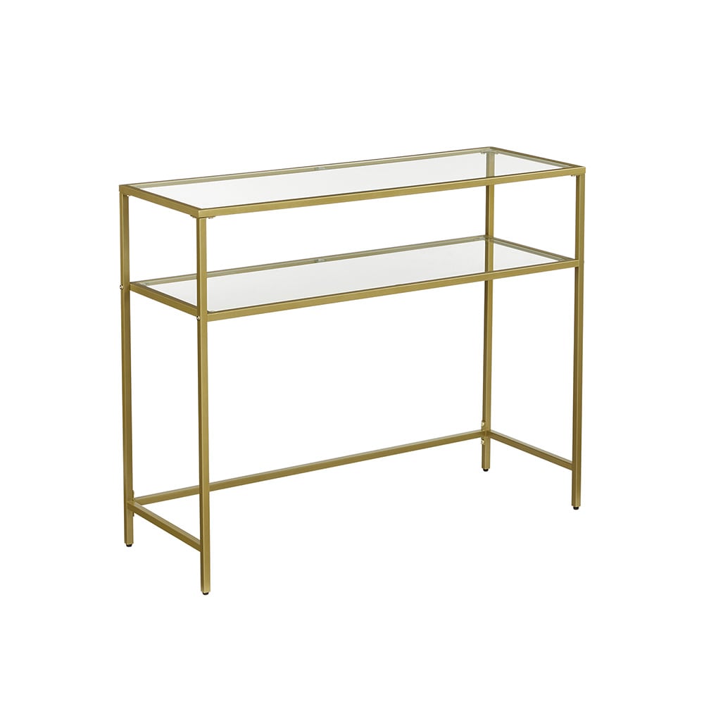 Konsolbord med glasskiva och stålram 100cm - Guld