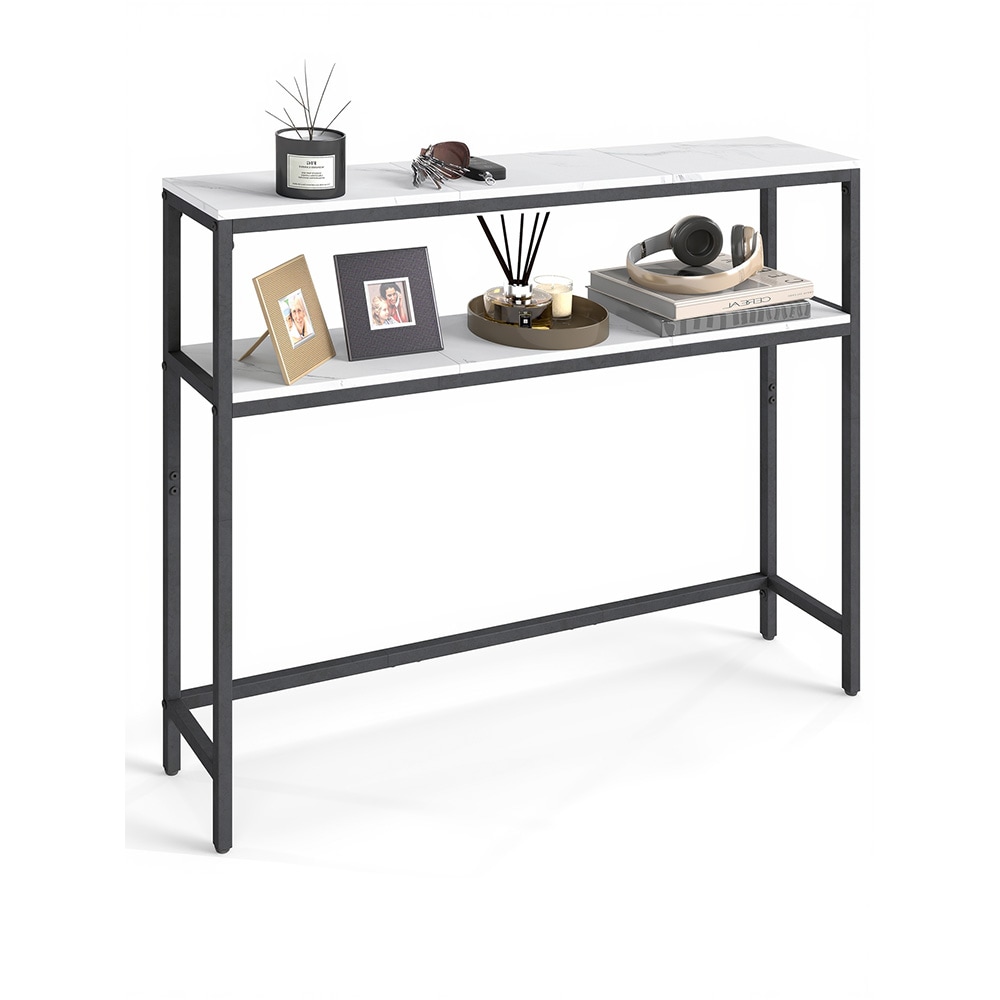 Konsolbord 100 x 80 x 20 cm med två hyllor i marmorstil
