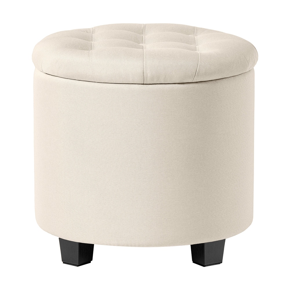 Rund sittpuff 45 x 45 x 44,5 cm med förvaring - Ljusbeige