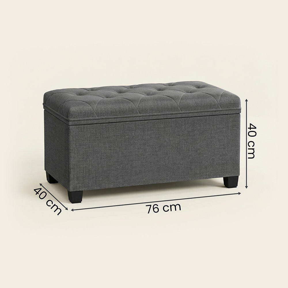 Mjuk Förvaringsbänk med sittdyna 76x40x40cm - Grå