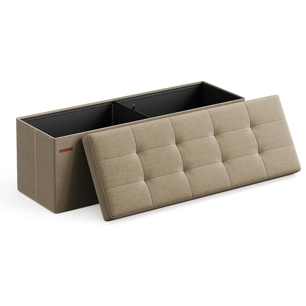 Mjuk Förvaringsbänk med sittdyna 110x38x38cm - Brun