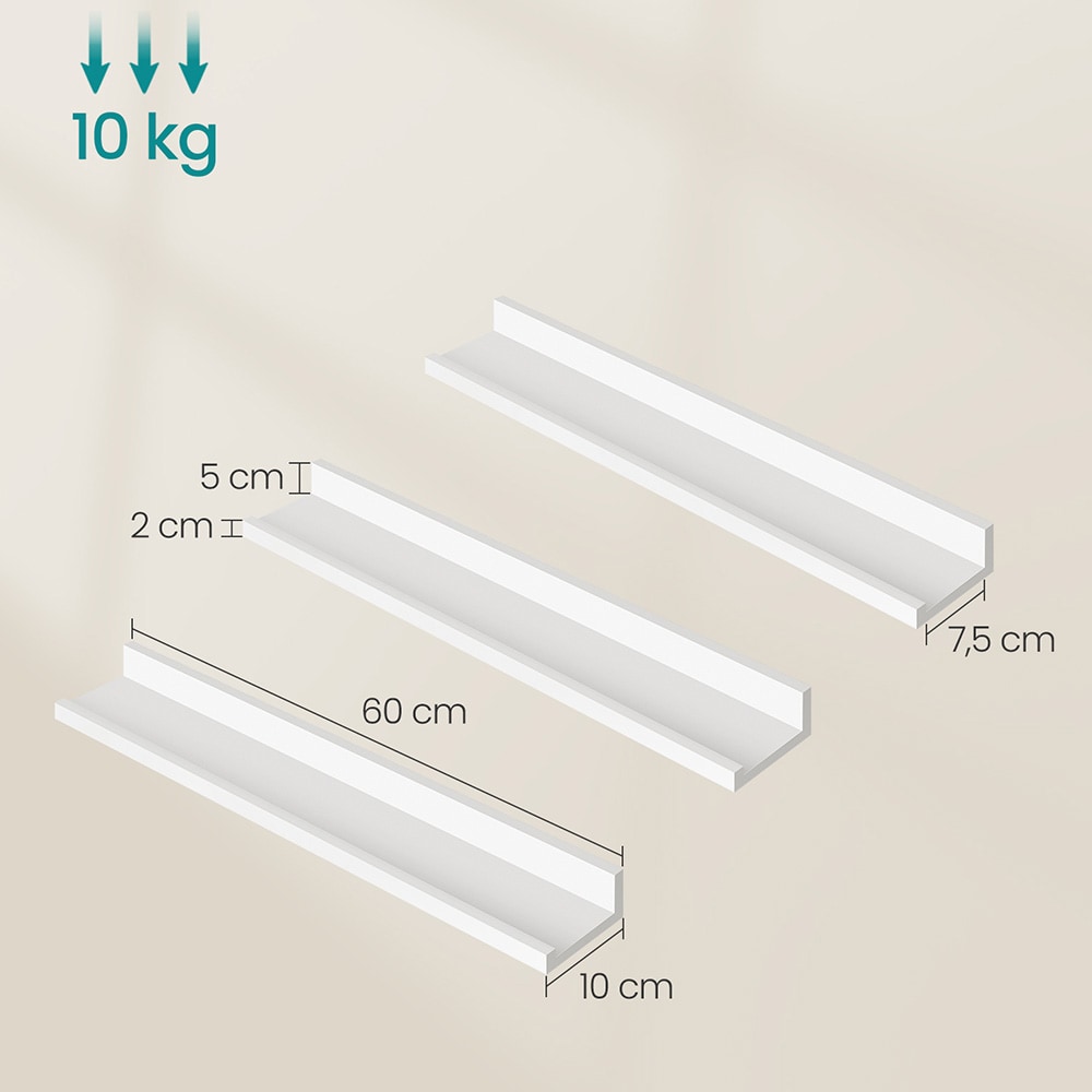 Vägghylla / Fotohylla 3-pack 23,6cm - Vit