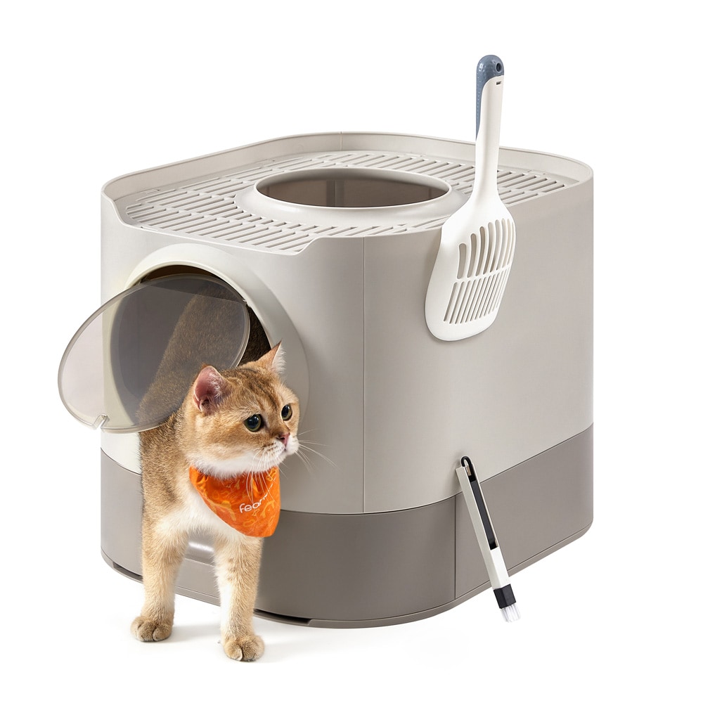 Sluten kattlåda i extra-large storlek med utdragbar bricka