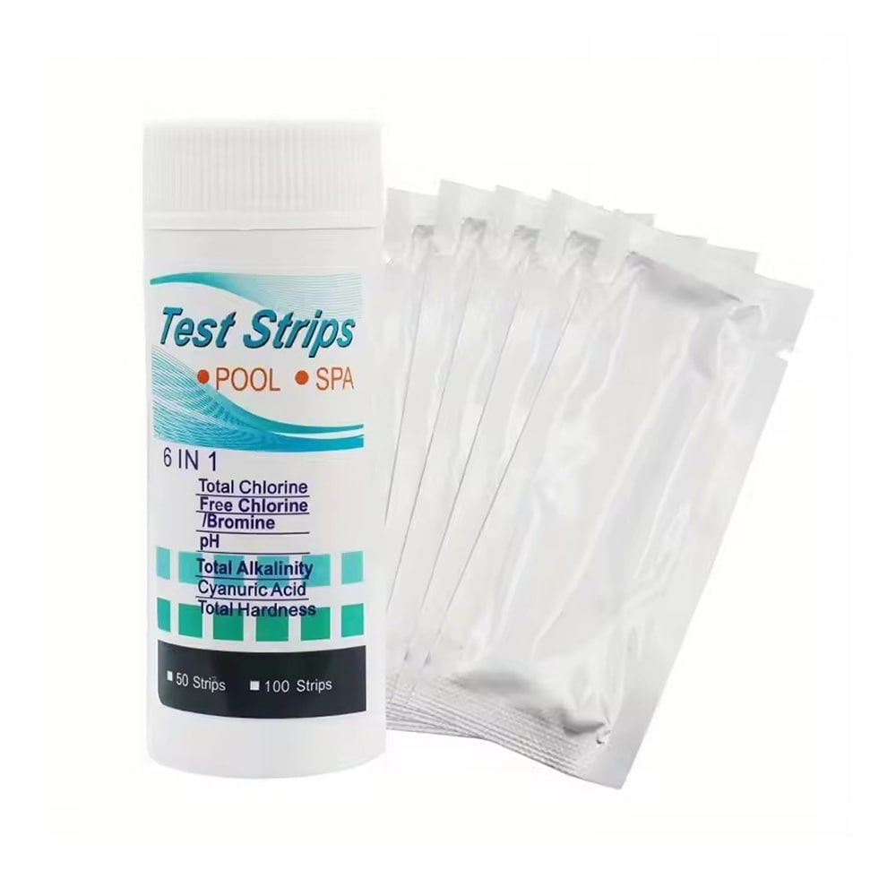 6-in-1 testiliuskat pH:lle, kloorille, bromille ja alkaliteetille  - 50 kpl