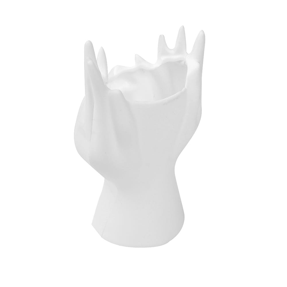 Sminkborsthållare med skulptural form – Vit