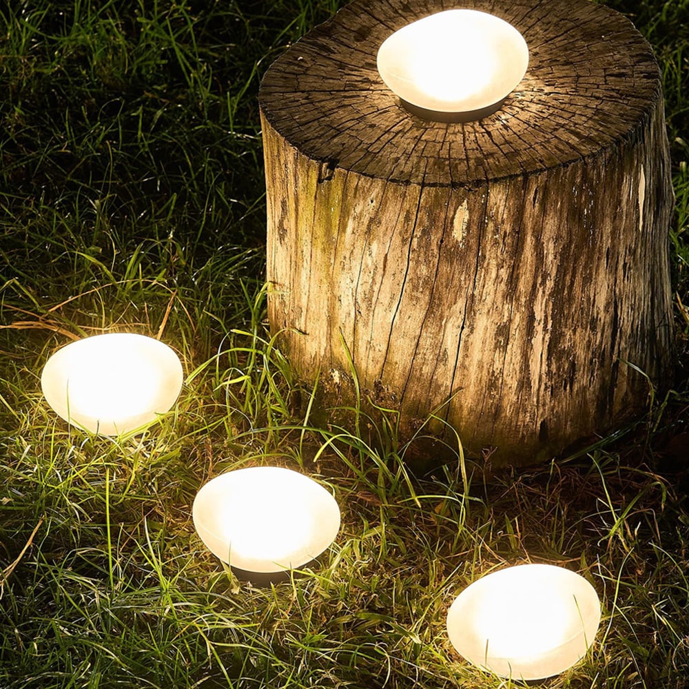 Solcellslampa sten varmvit / trädgårdsbelysning sol / dekorativ utomhuslampa IP65 / LED stenlampa