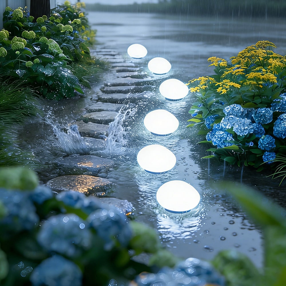 LED-solcellslampa sten kallvit / solcellsbelysning för trädgård / dekorativ utomhuslampa IP65