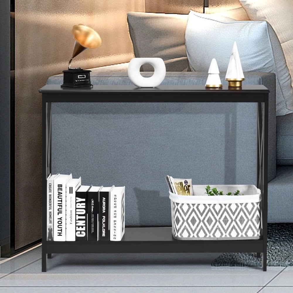 Konsolbord med underhylla 100cm - Svart