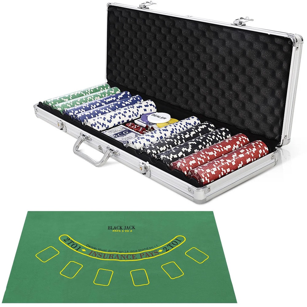 Pokerset - Väska, marker och blackjack-duk