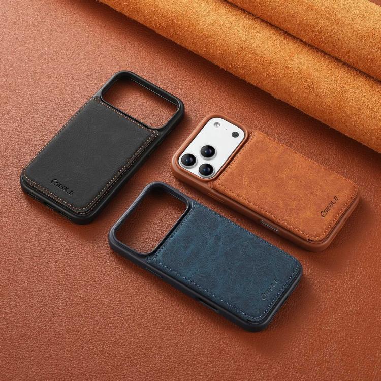 Bagcover i kunstlæder med kortholder til iPhone 17 Pro Max - Svart