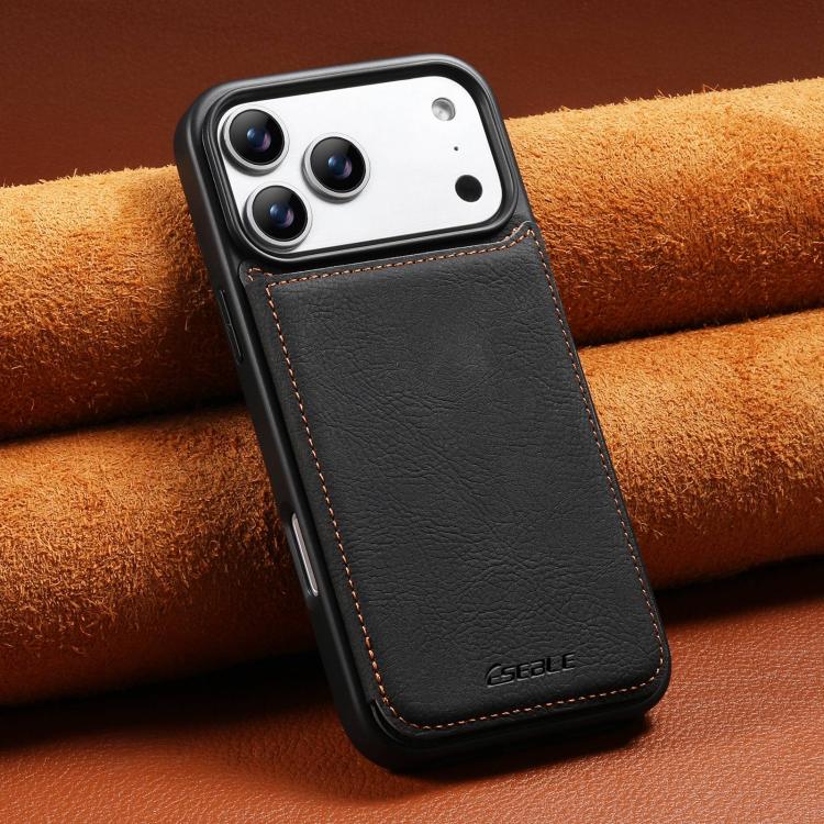 Bagcover i kunstlæder med kortholder til iPhone 17 Pro - Svart