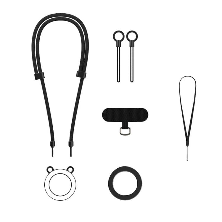 Magnetring med mobilrem i nylon – justerbar 28–56 cm med magnet - Svart