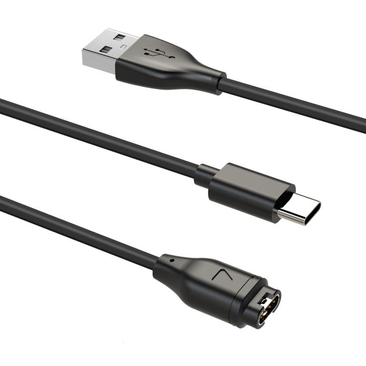 Ladekabel for Garmin Fenix 8 med USB-C 1,2 m - Svart
